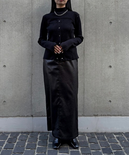 &g'aime（アンジェム）の「【&ｇ'aime 】レイヤードライクニット Layered Style Knit（ニット/セーター・レディース・オレンジ/ブラック/チャコールグレー/グレイッシュベージュ・FREE）」の6枚目の写真
