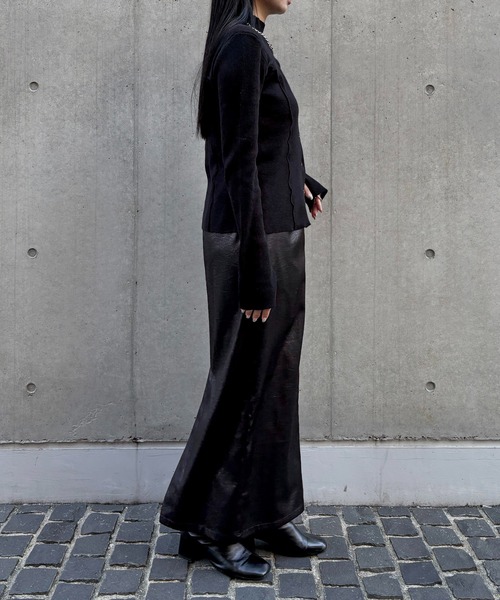 &g'aime（アンジェム）の「【&ｇ'aime 】レイヤードライクニット Layered Style Knit（ニット/セーター・レディース・オレンジ/ブラック/チャコールグレー/グレイッシュベージュ・FREE）」の7枚目の写真