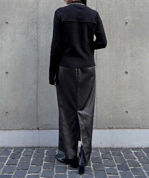 &g'aime（アンジェム）の「【&ｇ'aime 】レイヤードライクニット Layered Style Knit（ニット/セーター・レディース・オレンジ/ブラック/チャコールグレー/グレイッシュベージュ・FREE）」の8枚目の写真