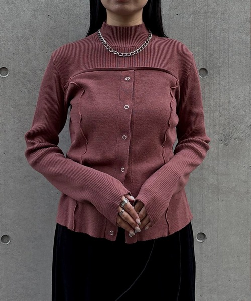 &g'aime（アンジェム）の「【&ｇ'aime 】レイヤードライクニット Layered Style Knit（ニット/セーター・レディース・オレンジ/ブラック/チャコールグレー/グレイッシュベージュ・FREE）」の15枚目の写真