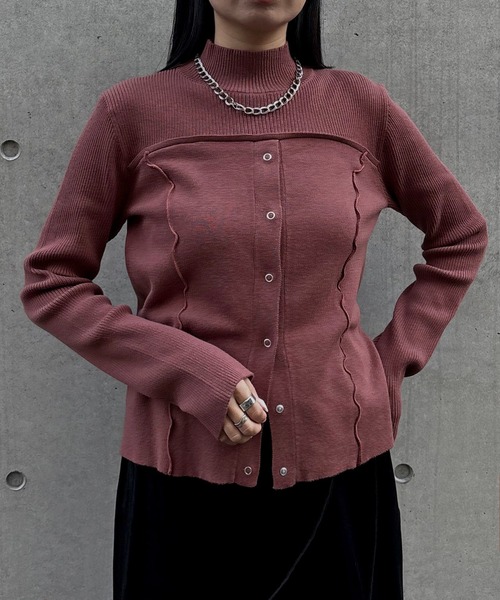 &g'aime（アンジェム）の「【&ｇ'aime 】レイヤードライクニット Layered Style Knit（ニット/セーター・レディース・オレンジ/ブラック/チャコールグレー/グレイッシュベージュ・FREE）」の16枚目の写真