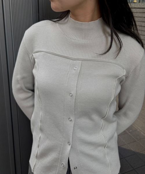 &g'aime（アンジェム）の「【&ｇ'aime 】レイヤードライクニット Layered Style Knit（ニット/セーター・レディース・オレンジ/ブラック/チャコールグレー/グレイッシュベージュ・FREE）」の21枚目の写真