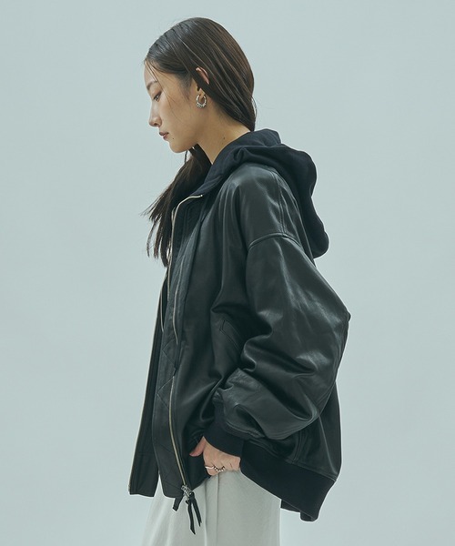 SISII x GENE HEAVENS)LEATHER BIG MA1 JACKET（MA-1）｜sisii（シシ