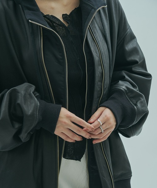 SISII x GENE HEAVENS)LEATHER BIG MA1 JACKET（MA-1）｜sisii（シシ