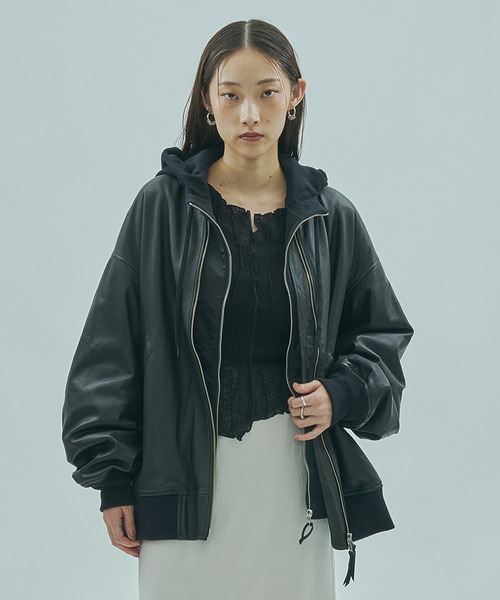 SISII x GENE HEAVENS)LEATHER BIG MA1 JACKET（MA-1）｜sisii（シシ