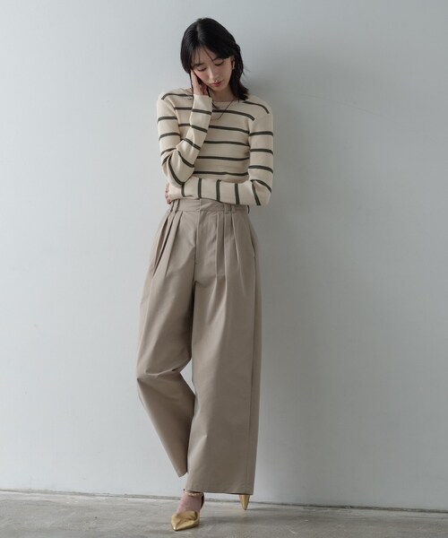 GALLEST（ギャレスト）の「チノシャンプレータックパンツ（その他パンツ・レディース・チャコールグレー/ベージュ・36/38/40）」の3枚目の写真