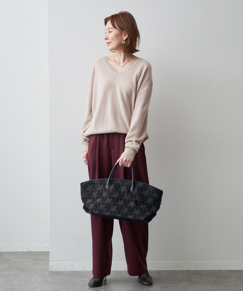 VERMEIL par iena（ヴェルメイユパーイエナ）の「SHIME シィメ 別注STARジャガード MARCHE トートバッグ（トートバッグ・レディース・ブラック・FREE）」の3枚目の写真