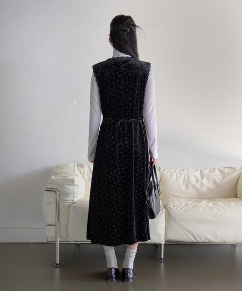 選べる3種類のベルベットパターン生地】リボン×レーストリミング