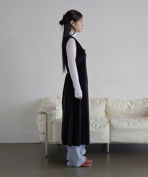 UNE MANSION（ユヌマンション）の「【選べる3種類のベルベットパターン生地】リボン×レーストリミングデザインベルベットロングワンピース（ワンピース・レディース・ブラック系その他/ブラック/ブラック系その他2・FREE）」の7枚目の写真