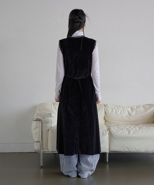 UNE MANSION（ユヌマンション）の「【選べる3種類のベルベットパターン生地】リボン×レーストリミングデザインベルベットロングワンピース（ワンピース・レディース・ブラック系その他/ブラック/ブラック系その他2・FREE）」の8枚目の写真