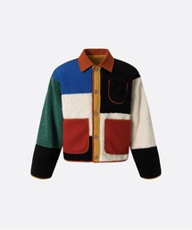 U:UME（ユーム）の「Cheerful Color Block Cozy Fur Jacket（ムートンコート）」