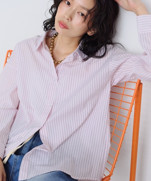 Shelly island(シェリーアイランド)の「オーバーサイズストライプシャツ(シャツ/ブラウス・レディース・ブルー/ピンク/イエロー・FREE)」の19枚目の写真