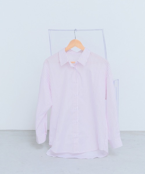 Shelly island(シェリーアイランド)の「オーバーサイズストライプシャツ(シャツ/ブラウス・レディース・ブルー/ピンク/イエロー・FREE)」の21枚目の写真