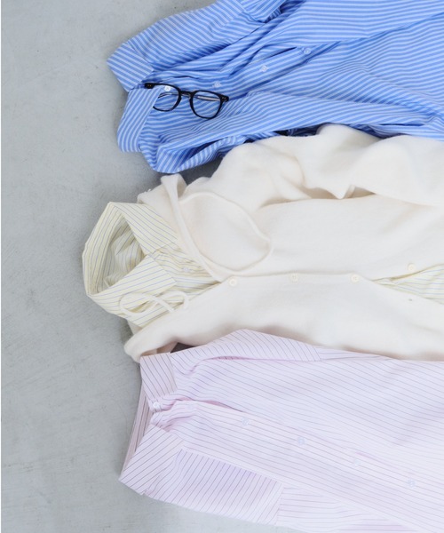 Shelly island(シェリーアイランド)の「オーバーサイズストライプシャツ(シャツ/ブラウス・レディース・ブルー/ピンク/イエロー・FREE)」の8枚目の写真