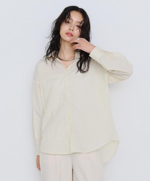 Shelly island(シェリーアイランド)の「オーバーサイズストライプシャツ(シャツ/ブラウス・レディース・ブルー/ピンク/イエロー・FREE)」の16枚目の写真