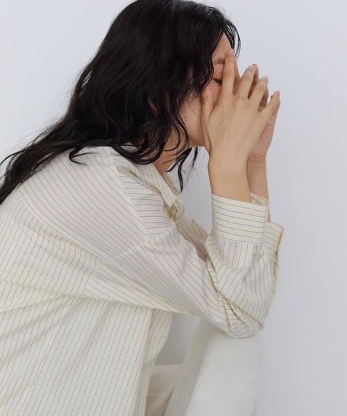 Shelly island(シェリーアイランド)の「オーバーサイズストライプシャツ(シャツ/ブラウス・レディース・ブルー/ピンク/イエロー・FREE)」の13枚目の写真