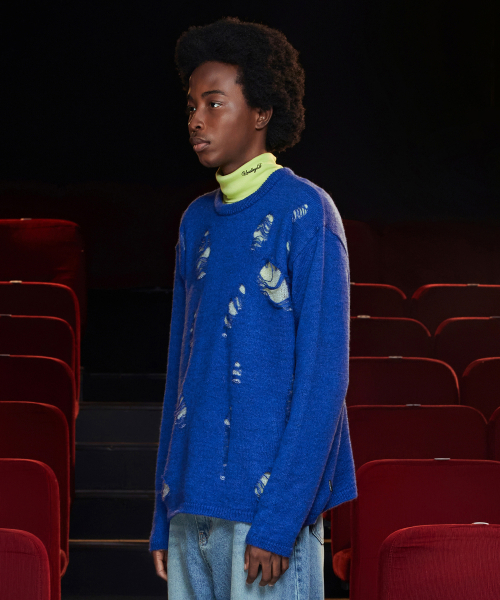 UNALLOYED(アナロイド)の「ディストロイドモヘアニット / ブルー(ニット/セーター・メンズ・その他・MEDIUM/LARGE)」の2枚目の写真