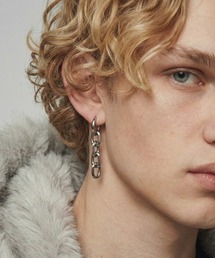 【MONOCHROME】 Long Chain Silver Hoop Earrings / ロングチェーンシルバーフープピアス / ユニセックス