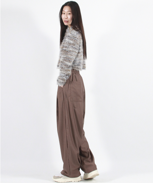 DEMARC(ドゥマーク)の「STRIPE CHICANO WIDE ONE-TUCK PANTS -Brown(スラックス・レディース・その他・MEDIUM/LARGE)」の4枚目の写真