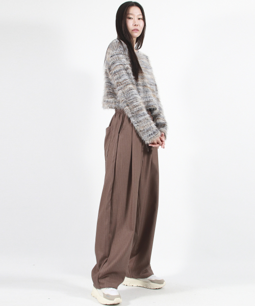 DEMARC(ドゥマーク)の「STRIPE CHICANO WIDE ONE-TUCK PANTS -Brown(スラックス・レディース・その他・MEDIUM/LARGE)」の6枚目の写真