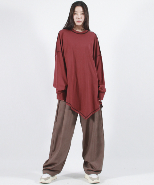 DEMARC(ドゥマーク)の「STRIPE CHICANO WIDE ONE-TUCK PANTS -Brown(スラックス・レディース・その他・MEDIUM/LARGE)」の11枚目の写真