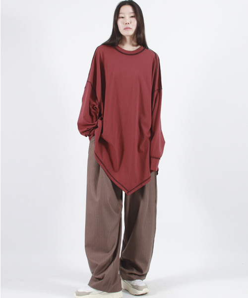 DEMARC(ドゥマーク)の「STRIPE CHICANO WIDE ONE-TUCK PANTS -Brown(スラックス・レディース・その他・MEDIUM/LARGE)」の12枚目の写真