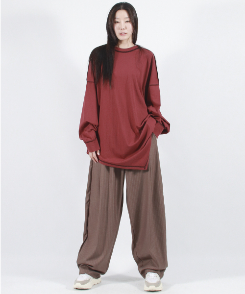 DEMARC(ドゥマーク)の「STRIPE CHICANO WIDE ONE-TUCK PANTS -Brown(スラックス・レディース・その他・MEDIUM/LARGE)」の13枚目の写真