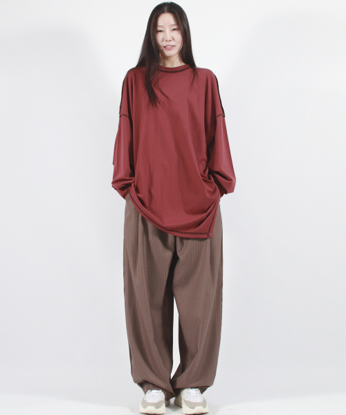 DEMARC(ドゥマーク)の「STRIPE CHICANO WIDE ONE-TUCK PANTS -Brown(スラックス・レディース・その他・MEDIUM/LARGE)」の14枚目の写真