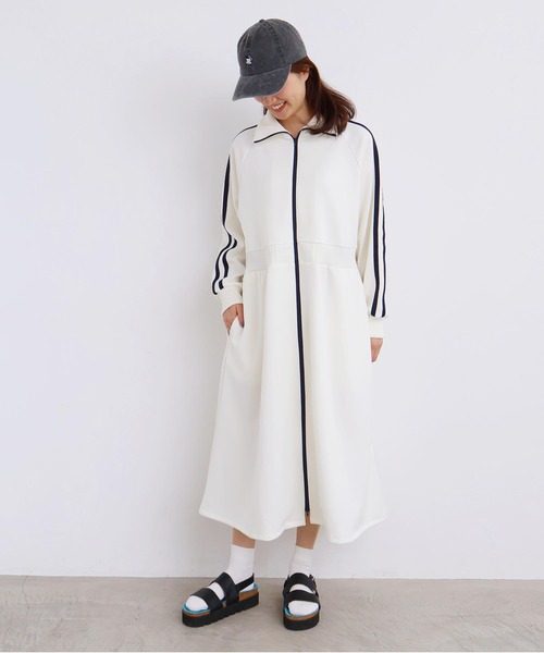 I am I in fact...(アイアムアイインファクト)の「LINE JERSEY ワンピース(ワンピース・レディース・パープル/ブラック/オフホワイト・FREE)」の2枚目の写真