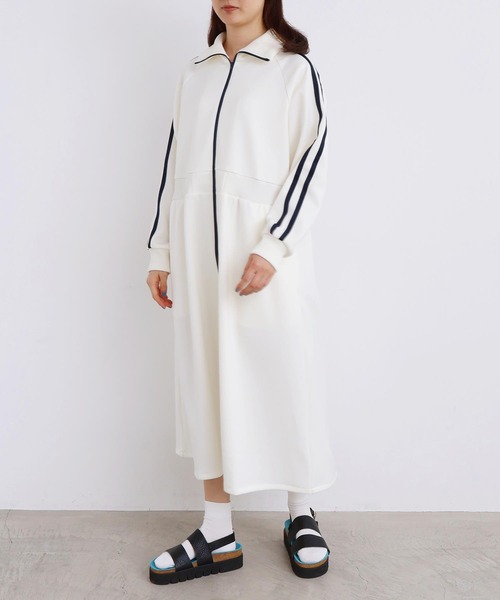 I am I in fact...(アイアムアイインファクト)の「LINE JERSEY ワンピース(ワンピース・レディース・パープル/ブラック・FREE)」の4枚目の写真