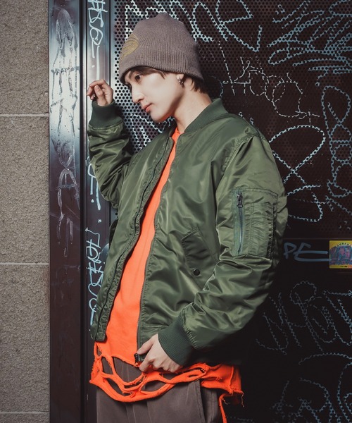 improves（インプローブス）の「ヘビーポリナイロン MA-1ジャケット（ミリタリージャケット・メンズ・カーキ/ブラック・LARGE/X-LARGE/SMALL/MEDIUM）」の8枚目の写真