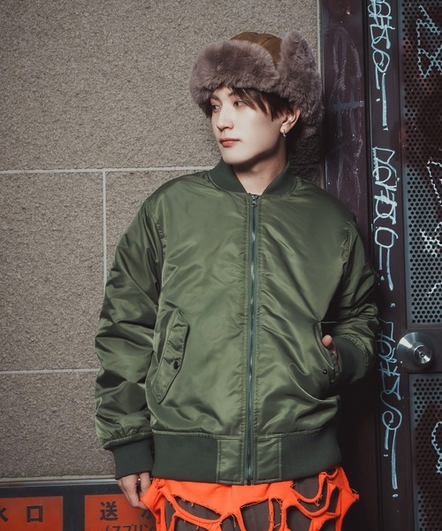 improves（インプローブス）の「ヘビーポリナイロン MA-1ジャケット（ミリタリージャケット・メンズ・カーキ/ブラック・LARGE/X-LARGE/SMALL/MEDIUM）」の10枚目の写真