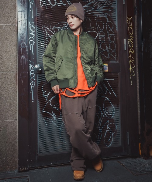 improves（インプローブス）の「ヘビーポリナイロン MA-1ジャケット（ミリタリージャケット・メンズ・カーキ/ブラック・LARGE/X-LARGE/SMALL/MEDIUM）」の12枚目の写真