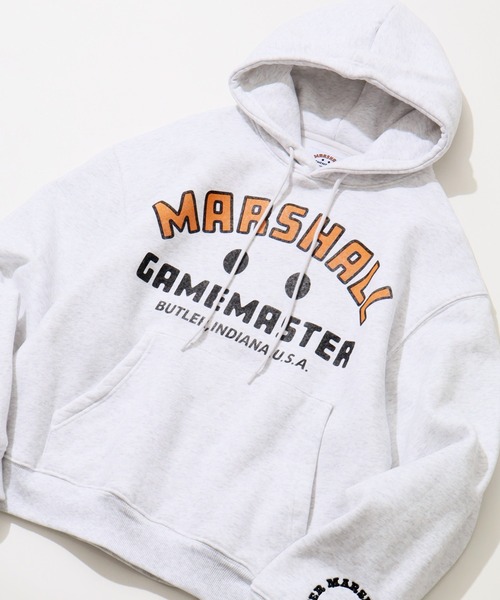 MARSHALL GAMEMASTER（マーシャルゲームマスター）の「【MARSHALL GAMEMASTER/マーシャル ゲームマスター】Central Logo Pullover Hoodie/セントラル ロゴ プルオーバー フーディ（パーカー・メンズ・アッシュグレー/チャコールグレー/ブラック・L/XL/M）」の6枚目の写真