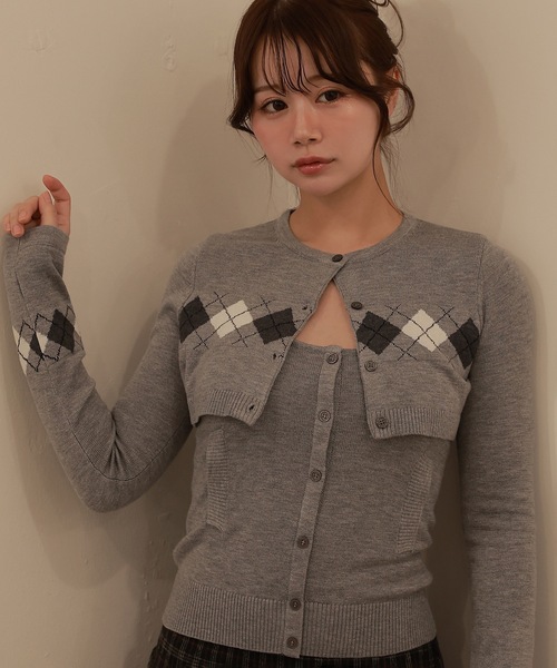 argyle cardigan alba knit set/アーガイルカーディガンアルバニット