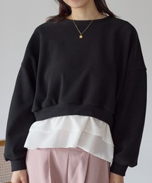 裏起毛フリルレイヤードトップス