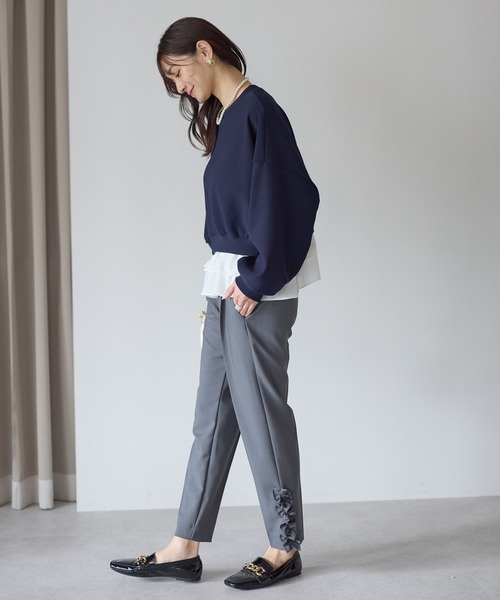Neige（ネージュ）の「裏起毛フリルレイヤードトップス（Tシャツ/カットソー・レディース・ブラック/ネイビー・ONE SIZE）」の19枚目の写真