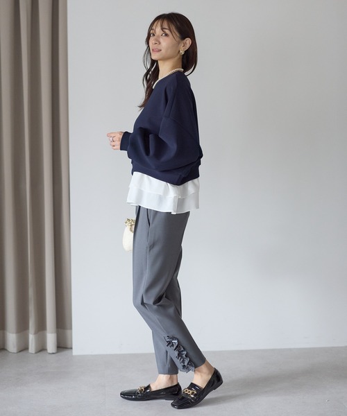 Neige（ネージュ）の「裏起毛フリルレイヤードトップス（Tシャツ/カットソー・レディース・ブラック/ネイビー・ONE SIZE）」の20枚目の写真