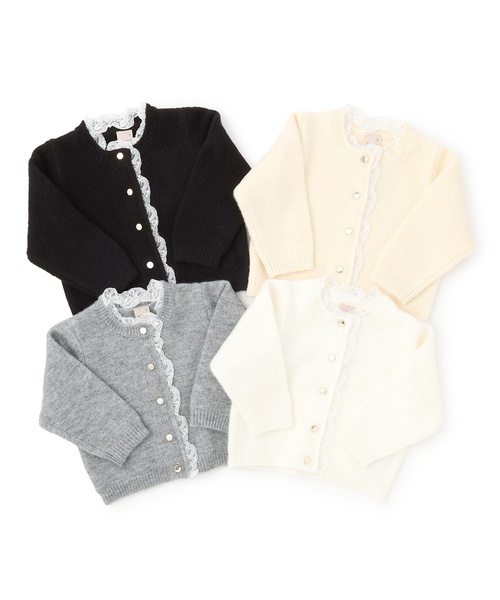 petit main（プティマイン）の「【リンク】レースカーディガン（カーディガン/ボレロ・キッズ・アイボリー/ブラック/クリーム/トップグレー・M(100-110cm)/S(80-90cm)/L(120-130cm)）」の16枚目の写真