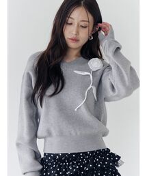 CALNAMUR | オーガンコサージュVネックニット(ニット/セーター)