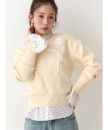 CALNAMUR | オーガンコサージュVネックニット(ニット/セーター)