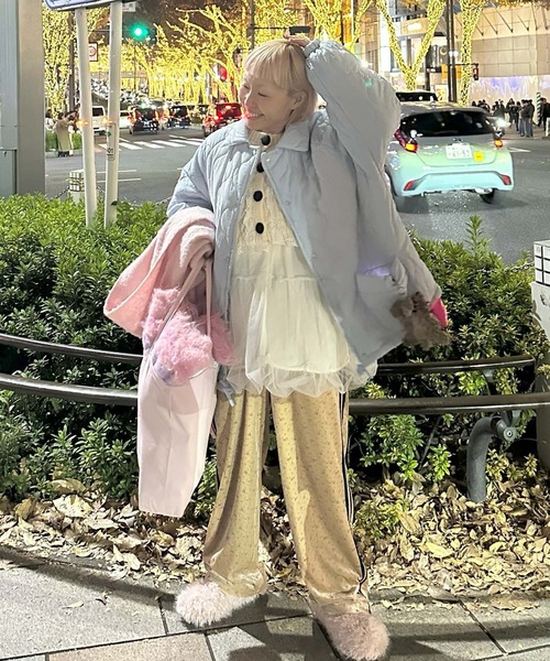 Alley Tokyo（アリートーキョー）の「花柄ベロアライン入りイージーパンツ（その他パンツ・レディース・サックスブルー/ベージュ・FREE）」の4枚目の写真