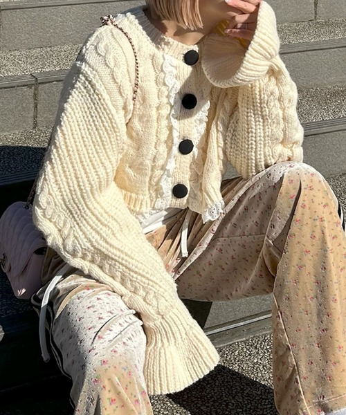 Alley Tokyo（アリートーキョー）の「花柄ベロアライン入りイージーパンツ（その他パンツ・レディース・サックスブルー/ベージュ・FREE）」の8枚目の写真