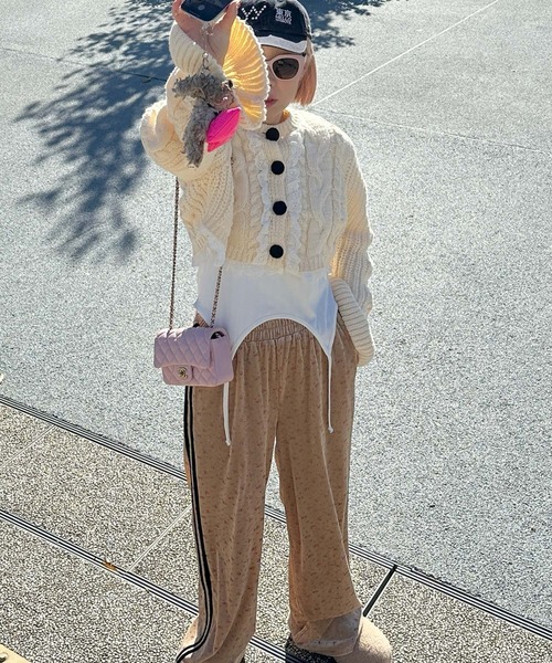 Alley Tokyo（アリートーキョー）の「花柄ベロアライン入りイージーパンツ（その他パンツ・レディース・サックスブルー/ベージュ・FREE）」の11枚目の写真