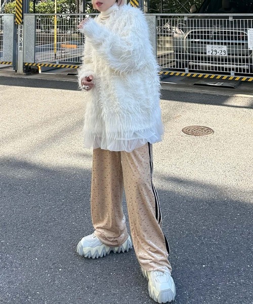 Alley Tokyo（アリートーキョー）の「花柄ベロアライン入りイージーパンツ（その他パンツ・レディース・サックスブルー/ベージュ・FREE）」の9枚目の写真