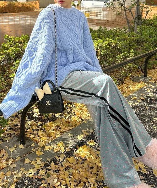 Alley Tokyo（アリートーキョー）の「花柄ベロアライン入りイージーパンツ（その他パンツ・レディース・サックスブルー/ベージュ・FREE）」の18枚目の写真