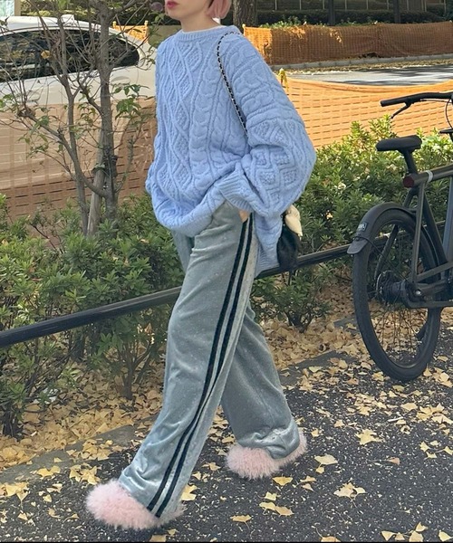 Alley Tokyo（アリートーキョー）の「花柄ベロアライン入りイージーパンツ（その他パンツ・レディース・サックスブルー/ベージュ・FREE）」の17枚目の写真