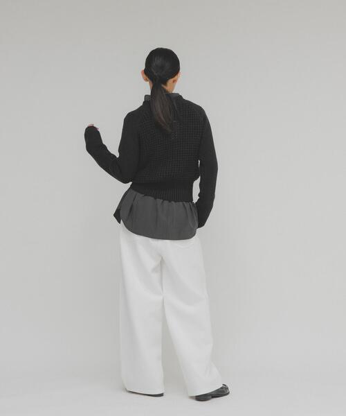 KBF（ケイビーエフ）の「コンパクトフリンジニット（ニット/セーター・レディース・オフホワイト/チャコールグレー・ONE）」の17枚目の写真