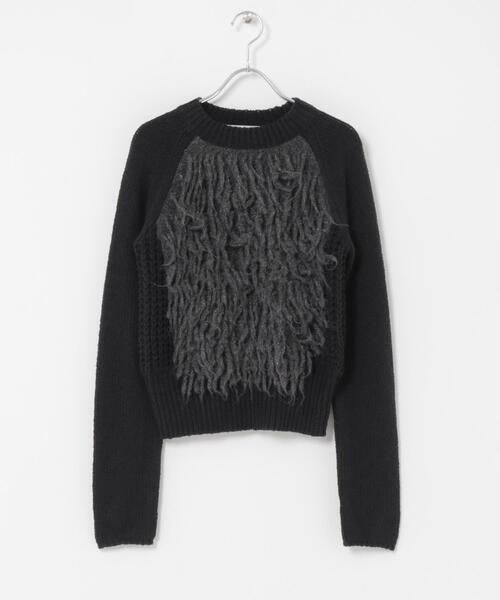 KBF（ケイビーエフ）の「コンパクトフリンジニット（ニット/セーター・レディース・オフホワイト/チャコールグレー・ONE）」の18枚目の写真