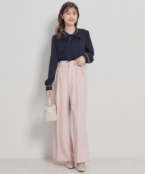 couture brooch（クチュールブローチ）の「【ハレの日・通勤】配色タックタイブラウス（シャツ/ブラウス・レディース・ベージュ系その他2/アイボリー系4/ネイビー系4・36/38/40/42）」の15枚目の写真